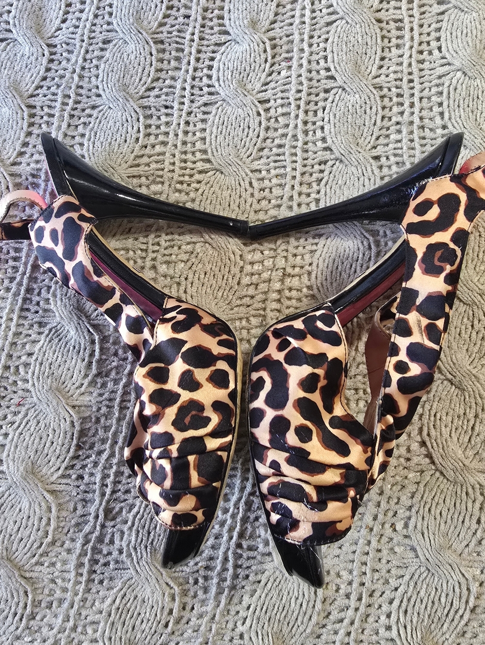Betsey Johnson Fun and Flirty Leopard Print Slingback High Heel Sandals - Picture 3 of 6